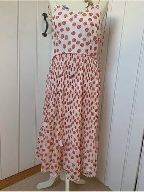 Whistles White and Coral Floral Midi Dress